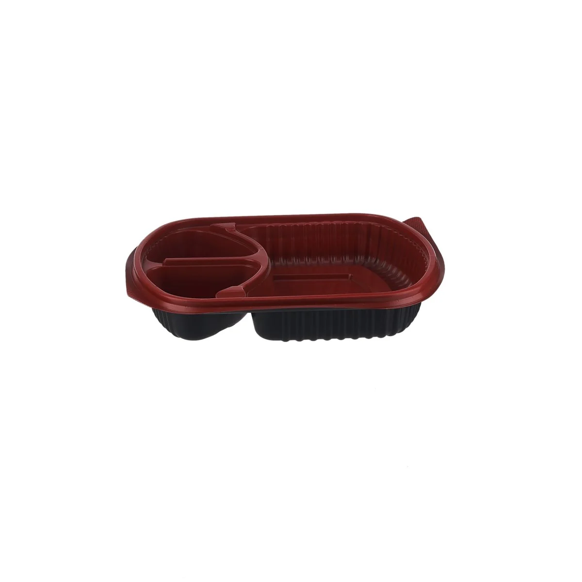 Red & Black Base Rectangular 3-Compartment Container With Lid 250 Pieces - Image 2