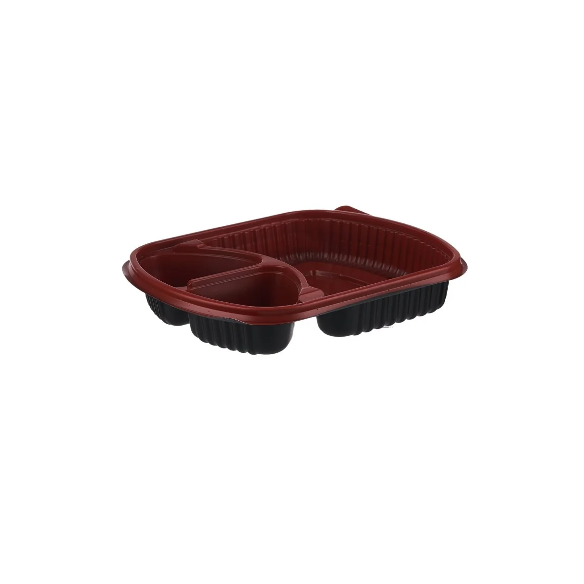 Red & Black Base Rectangular 3-Compartment Container With Lid 250 Pieces - Image 3