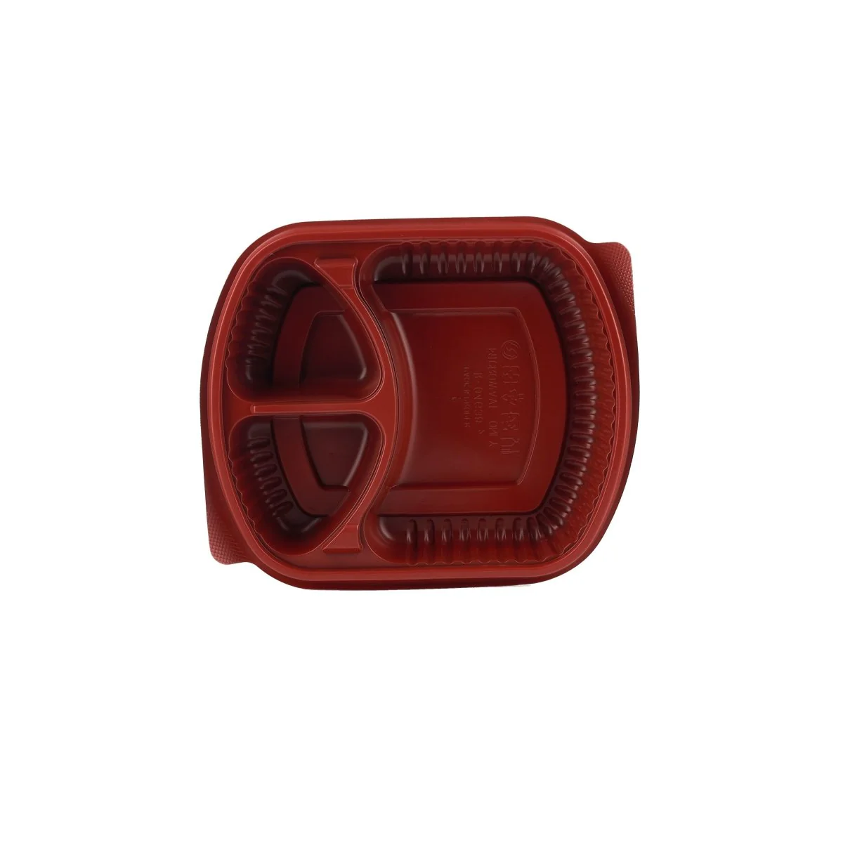 Red & Black Base Rectangular 3-Compartment Container With Lid 250 Pieces - Image 4