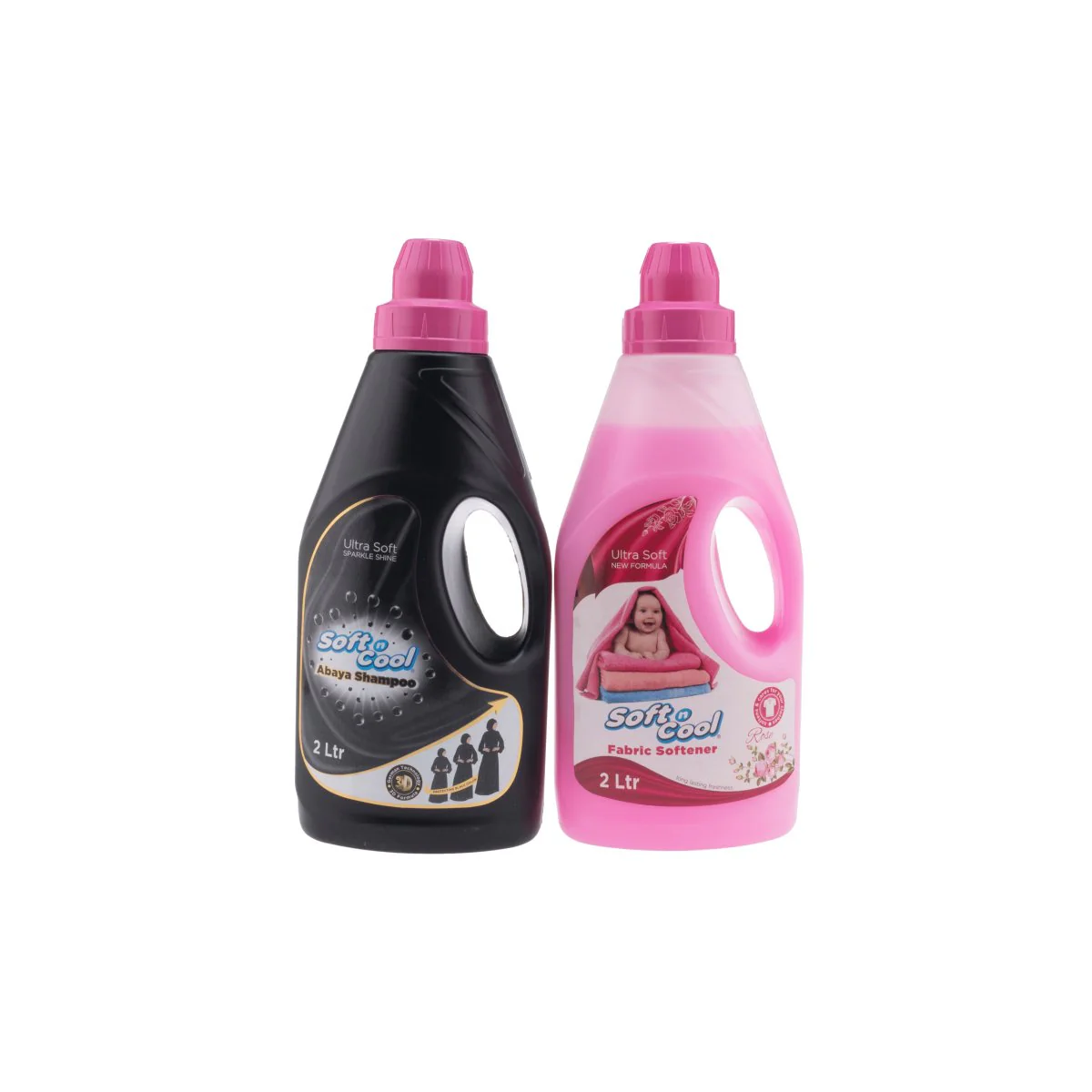Rose Fabric Softener Washing Liquid 2 Liters 1 Piece + Ultra Soft Abaya Shampoo Washing Liquid 2 Litres 1 Piece
