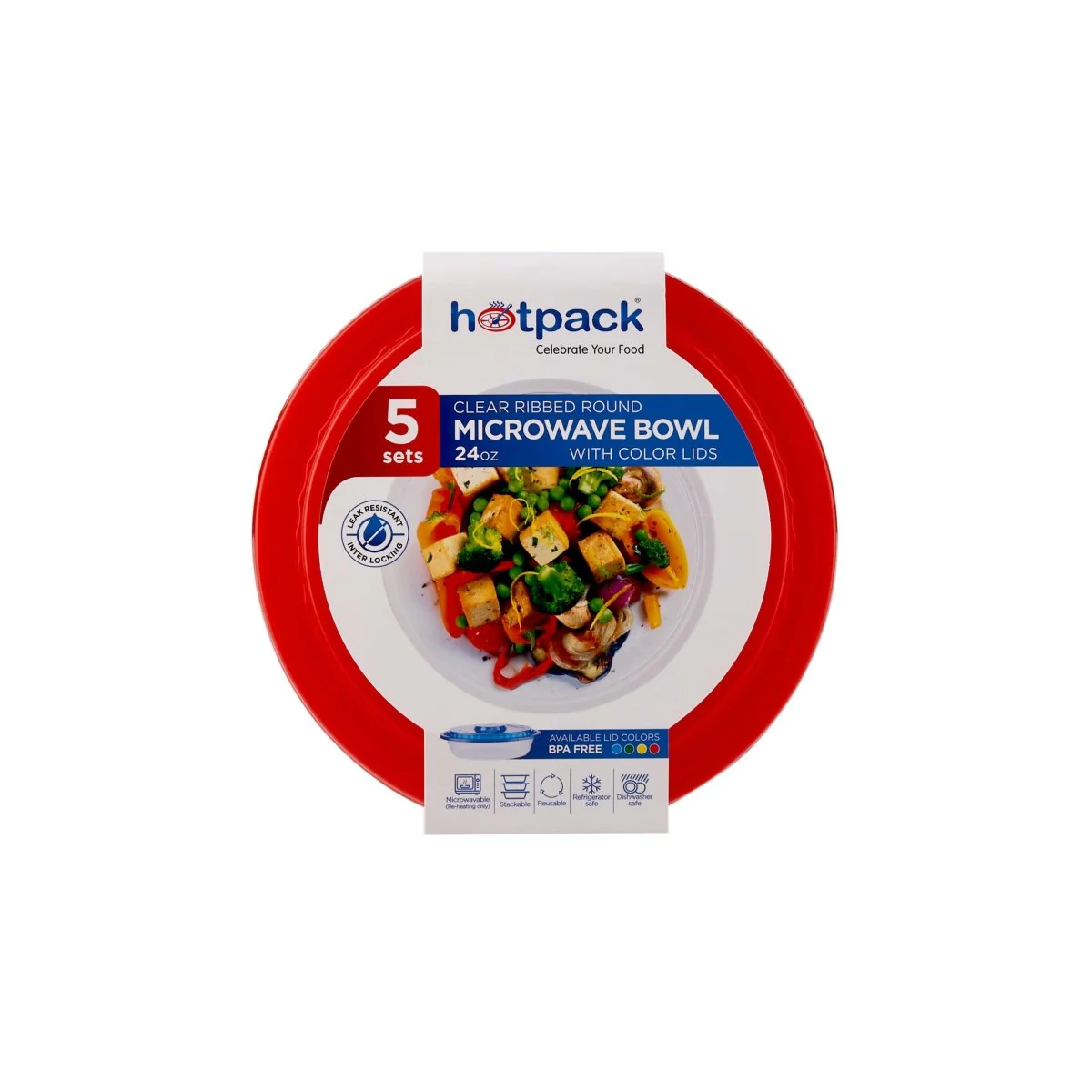 Round Ribbed Microwave Bowl With Color Lid - Image 12