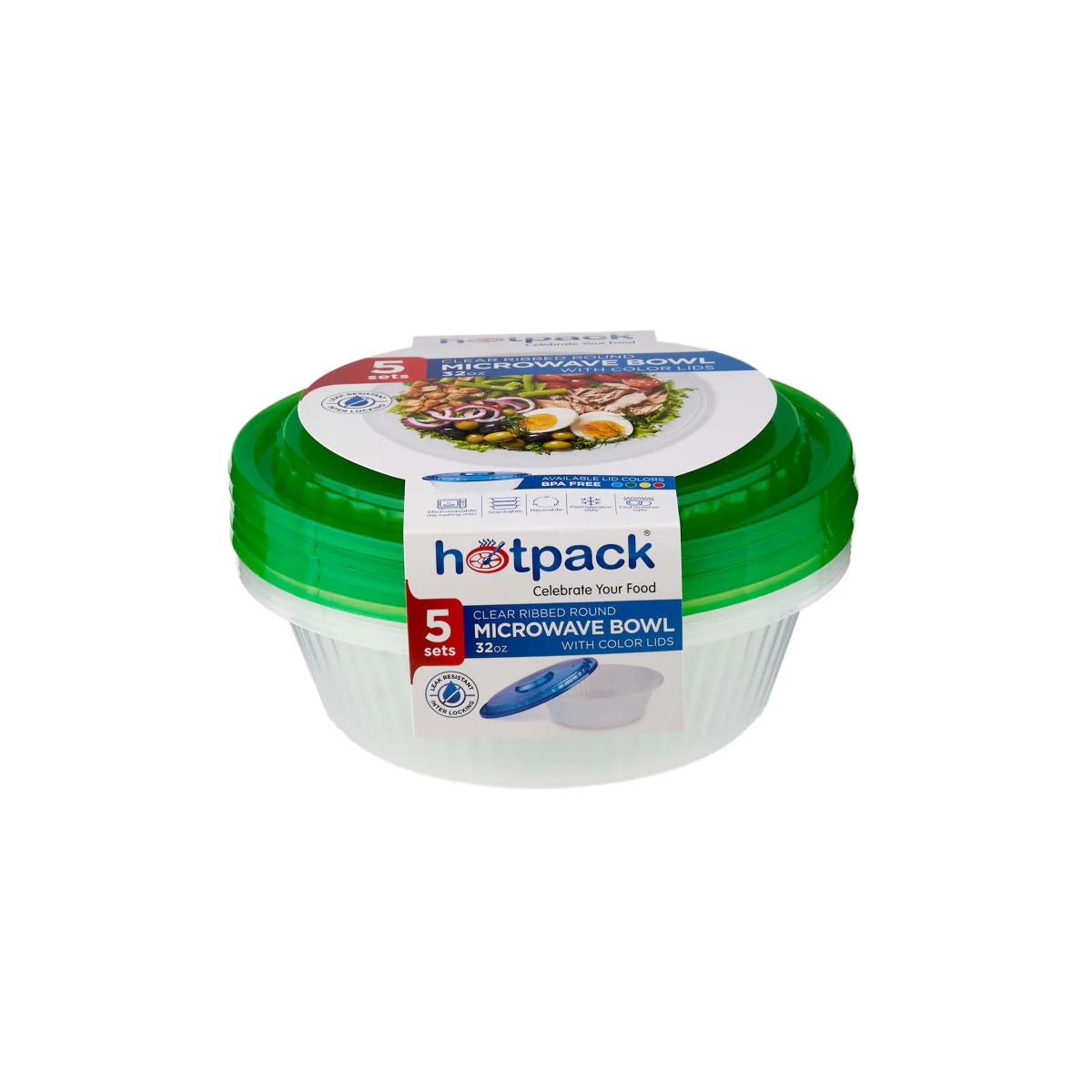 Round Ribbed Microwave Bowl With Color Lid - Image 19