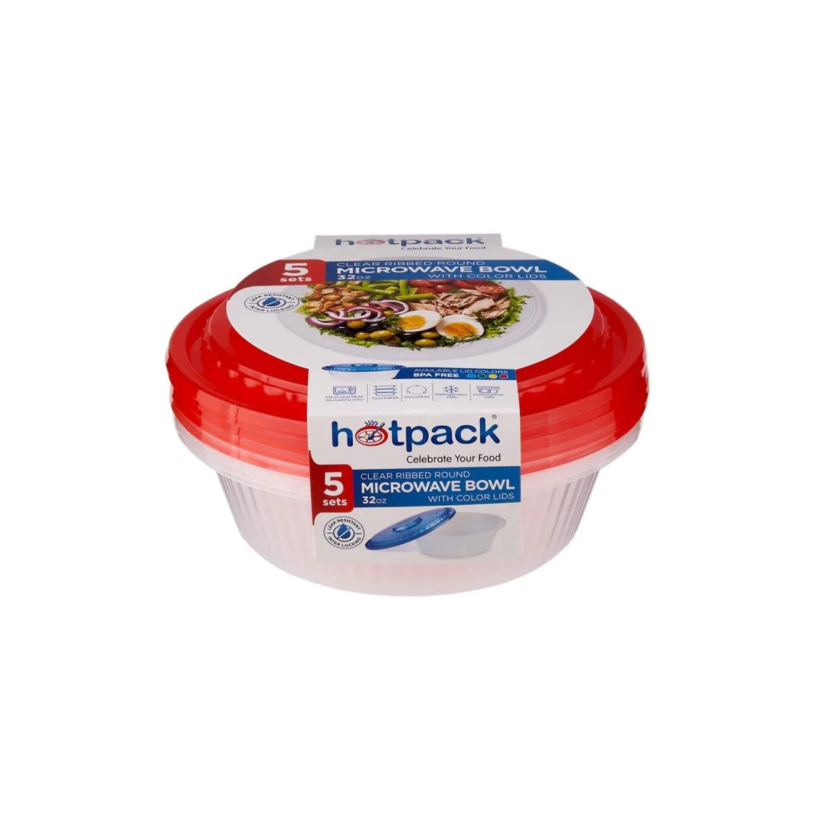 Round Ribbed Microwave Bowl With Color Lid - Image 26