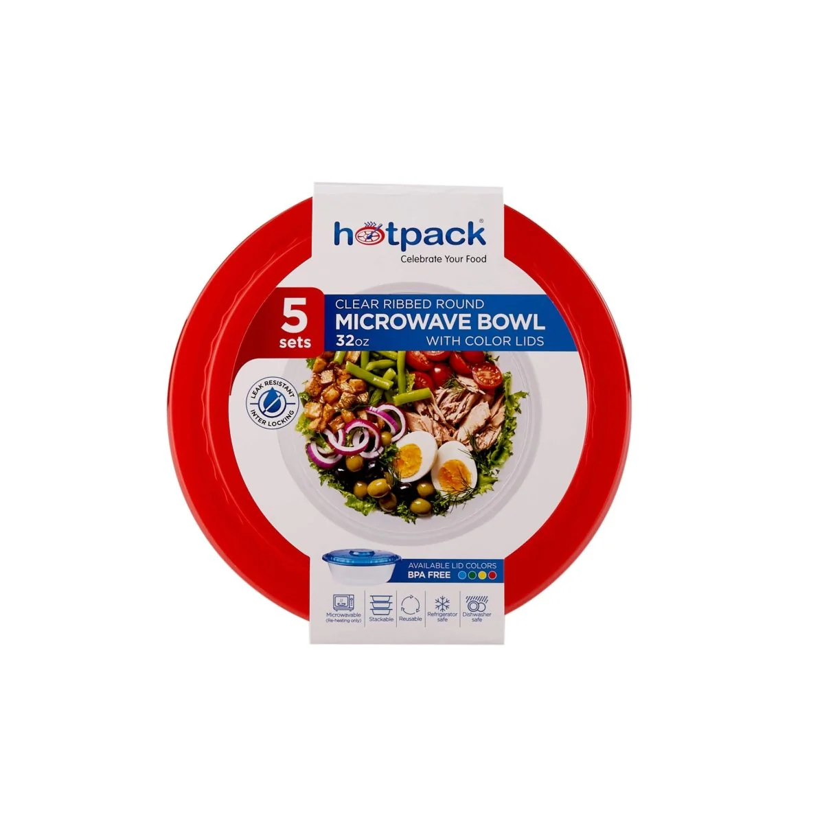 Round Ribbed Microwave Bowl With Color Lid - Image 27