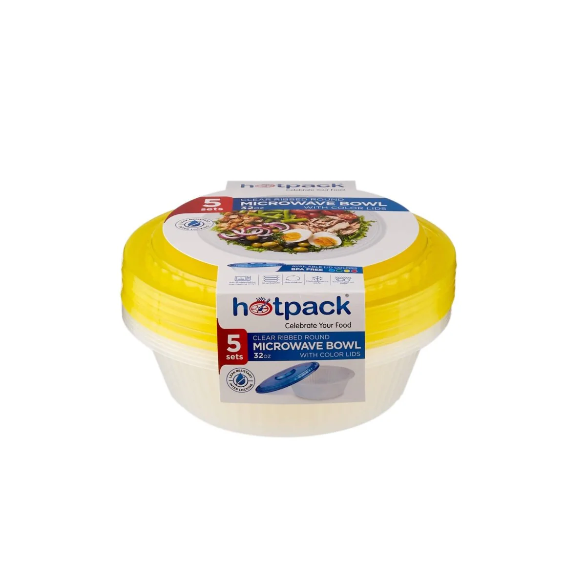 Round Ribbed Microwave Bowl With Color Lid - Image 29