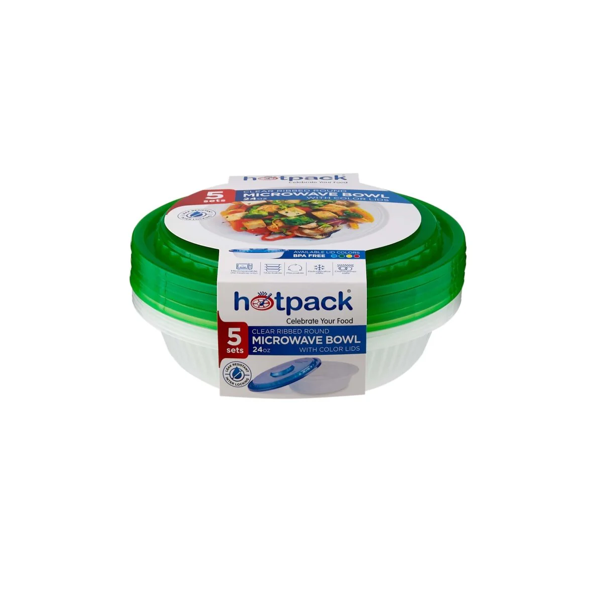 Round Ribbed Microwave Bowl With Color Lid - Image 3