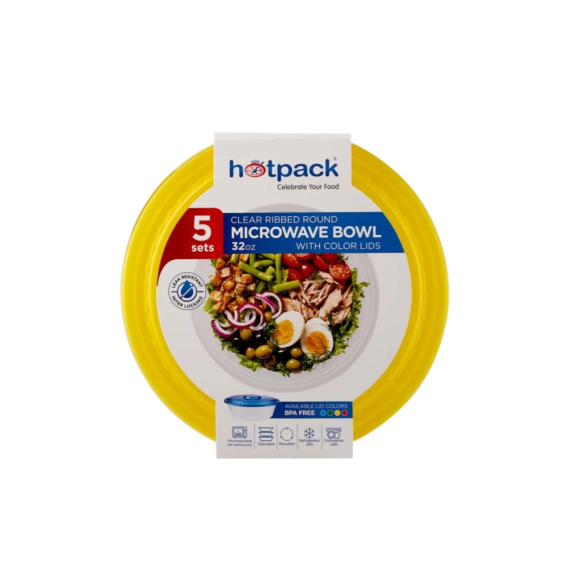 Round Ribbed Microwave Bowl With Color Lid - Image 30