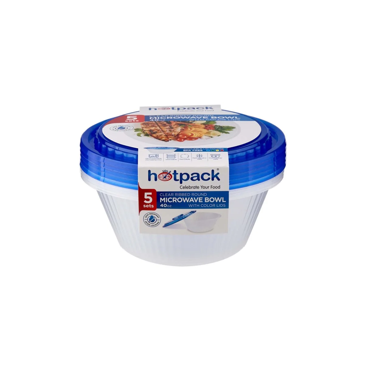 Round Ribbed Microwave Bowl With Color Lid - Image 33