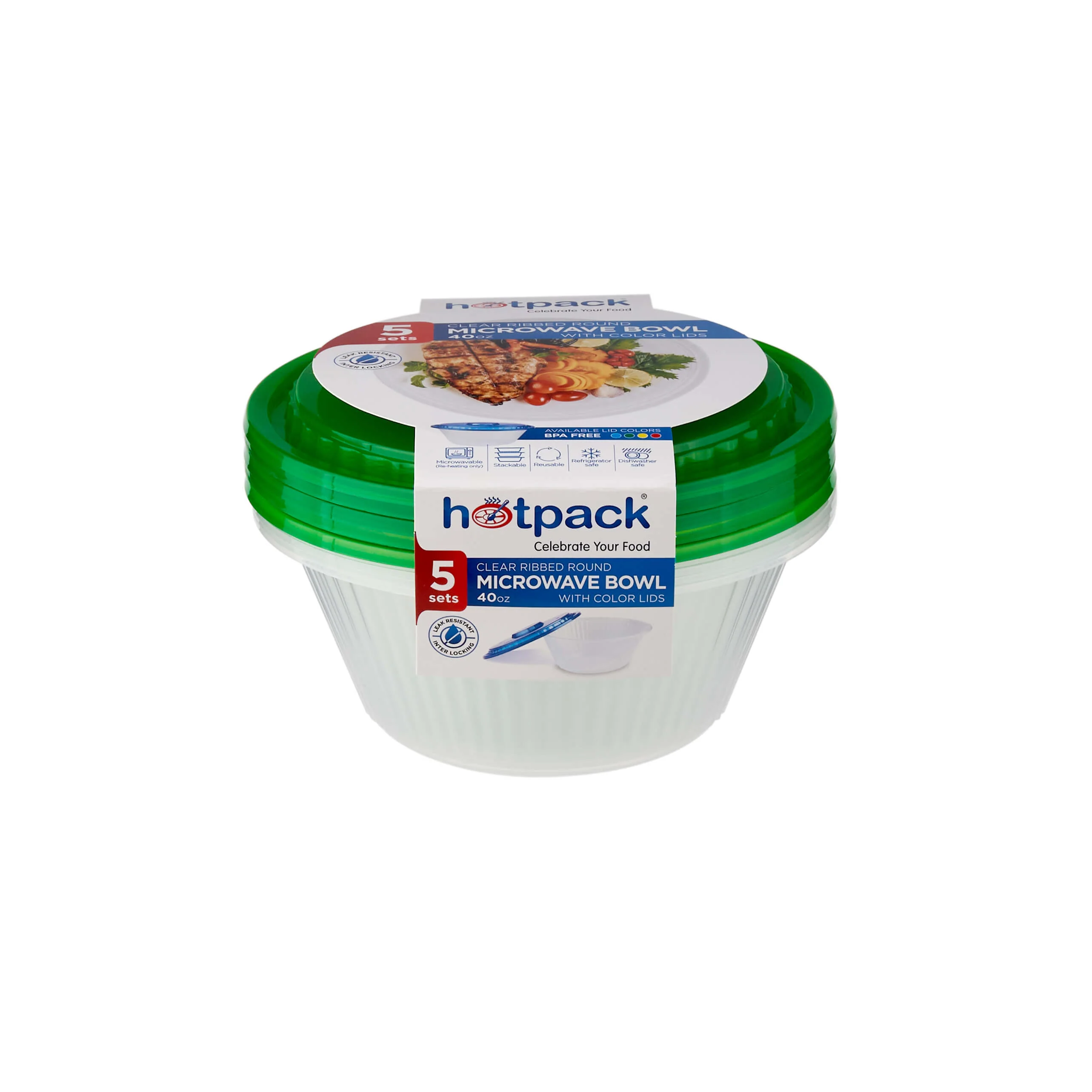 Round Ribbed Microwave Bowl With Color Lid - Image 38