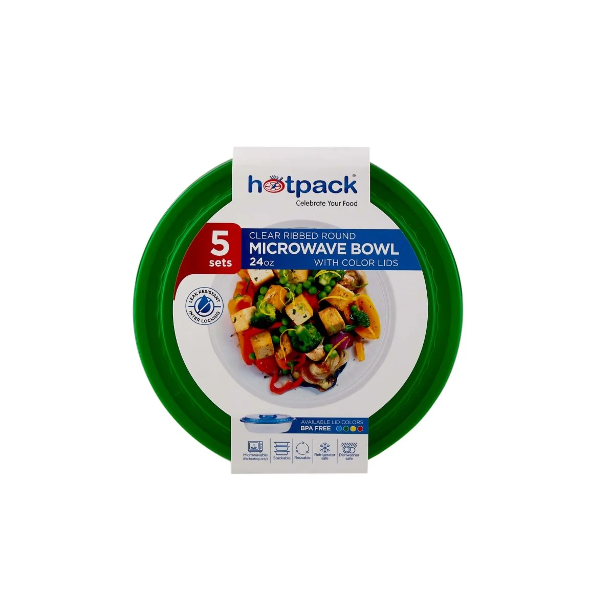 Round Ribbed Microwave Bowl With Color Lid - Image 4