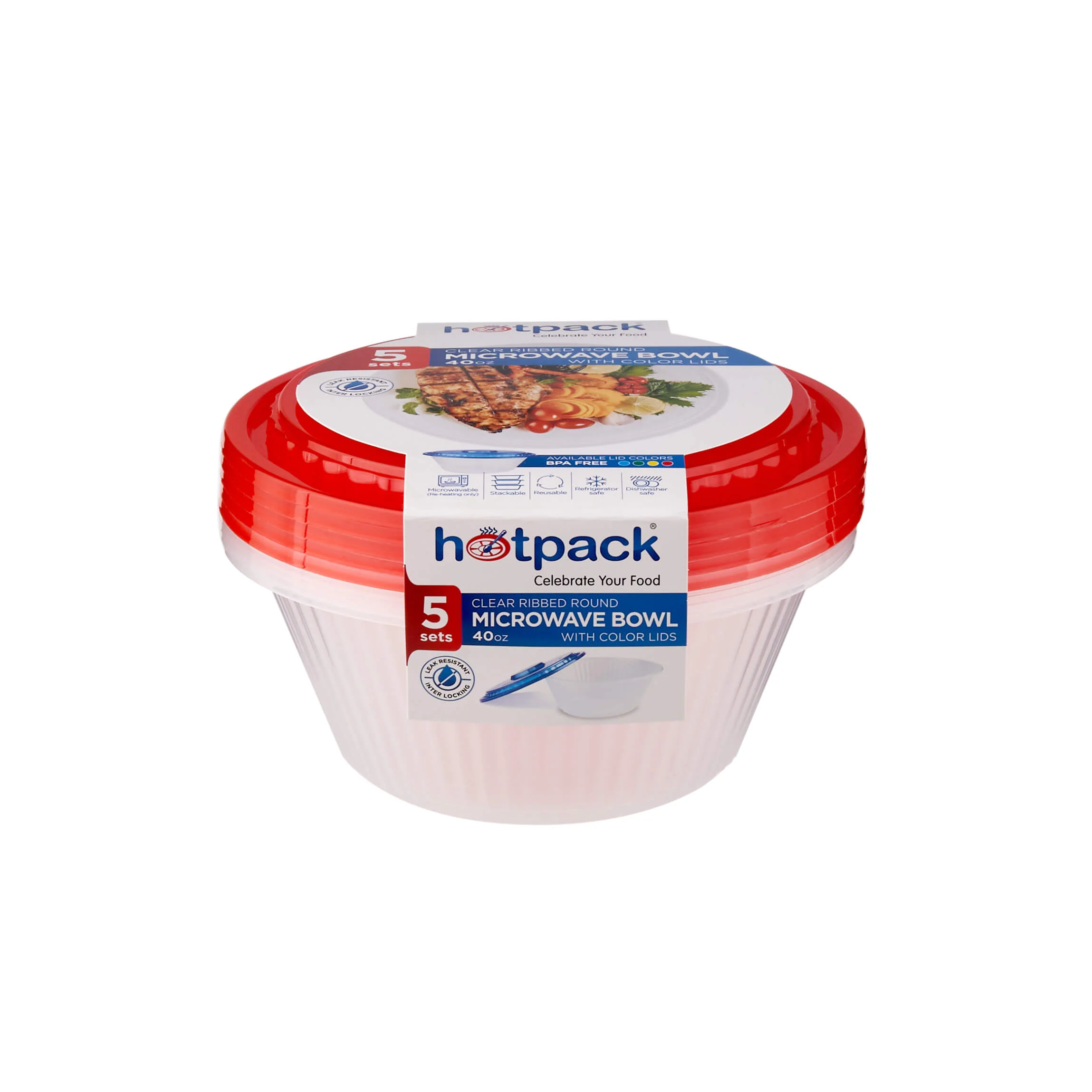 Round Ribbed Microwave Bowl With Color Lid - Image 42