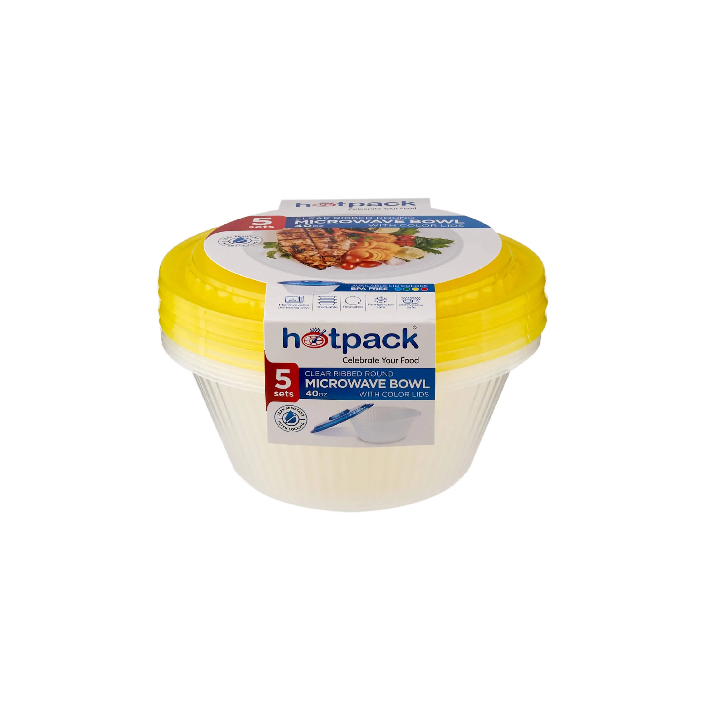 Round Ribbed Microwave Bowl With Color Lid - Image 48
