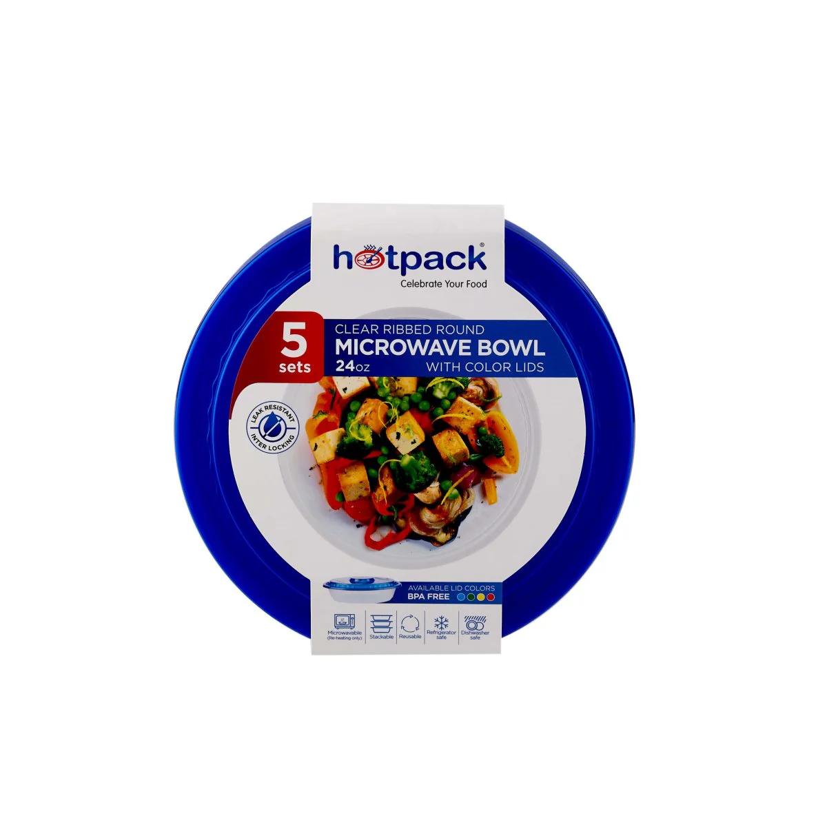 Round Ribbed Microwave Bowl With Color Lid - Image 50