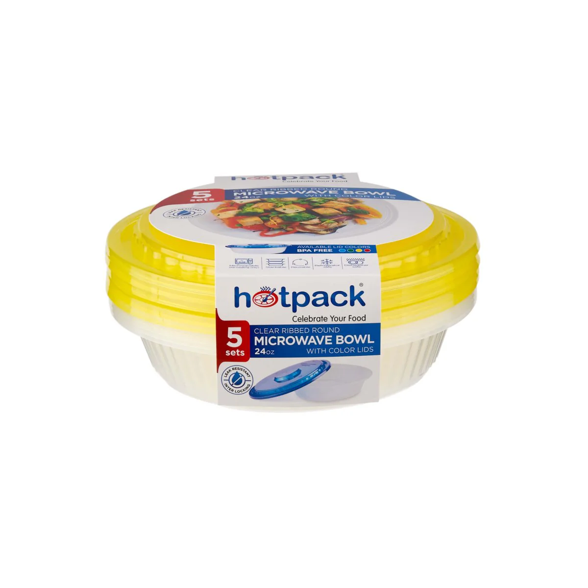 Round Ribbed Microwave Bowl With Color Lid - Image 8