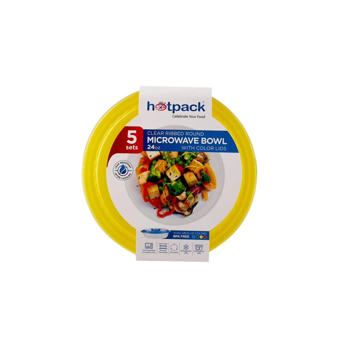 Round Ribbed Microwave Bowl With Color Lid - Image 9
