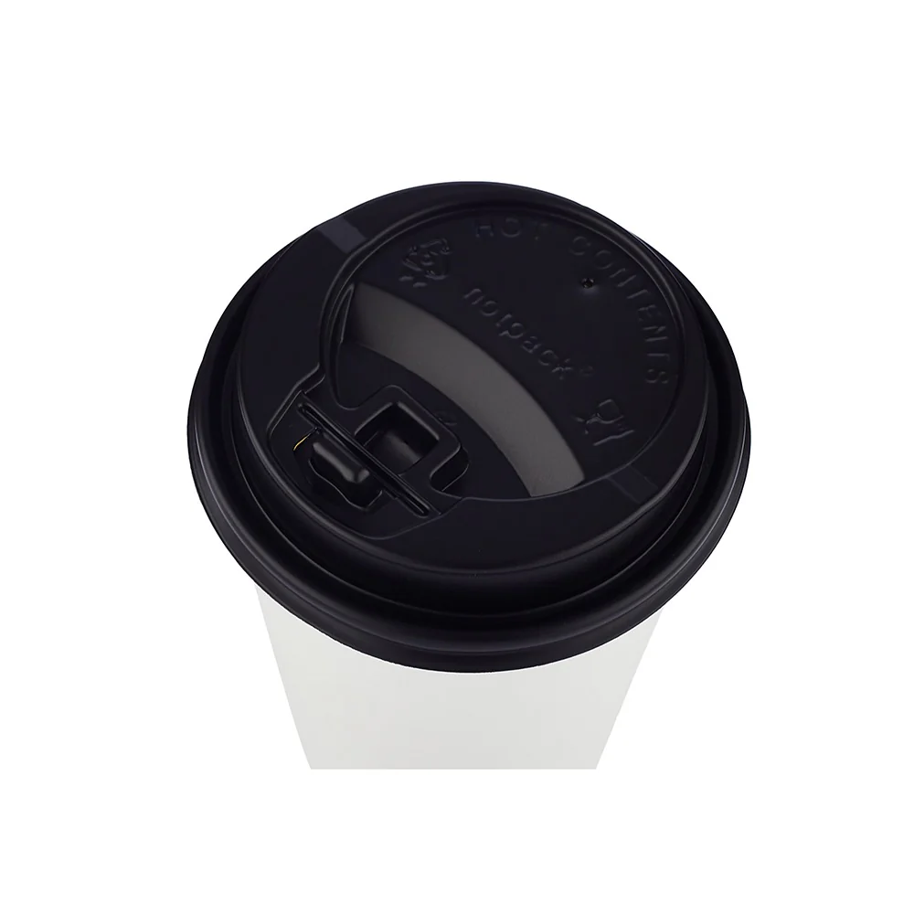 Single Wall White Paper Cup With Black Lid - Image 4