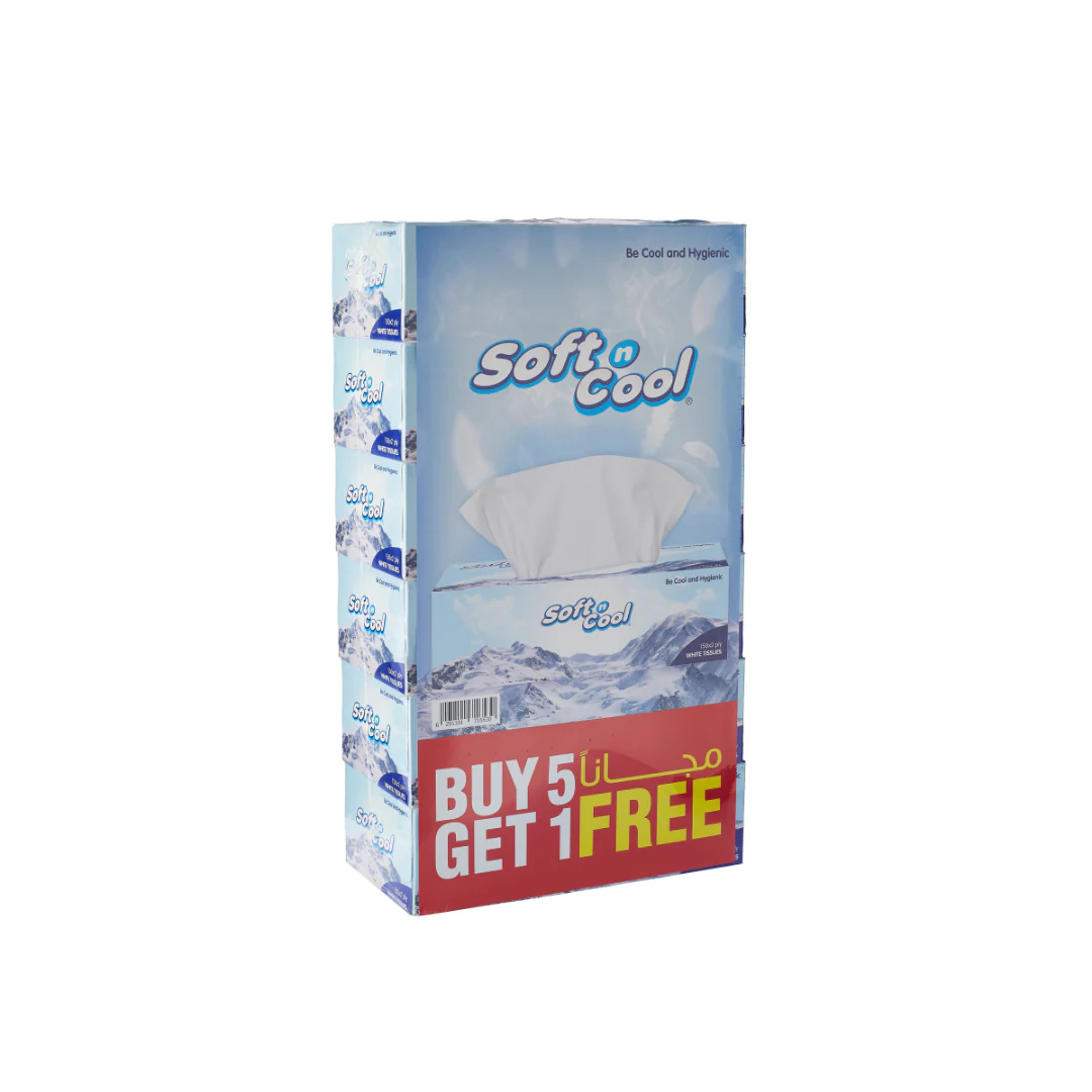 Soft n Cool Facial Tissue 5 + 1 Free 150 Sheets x 2 Ply - Image 11