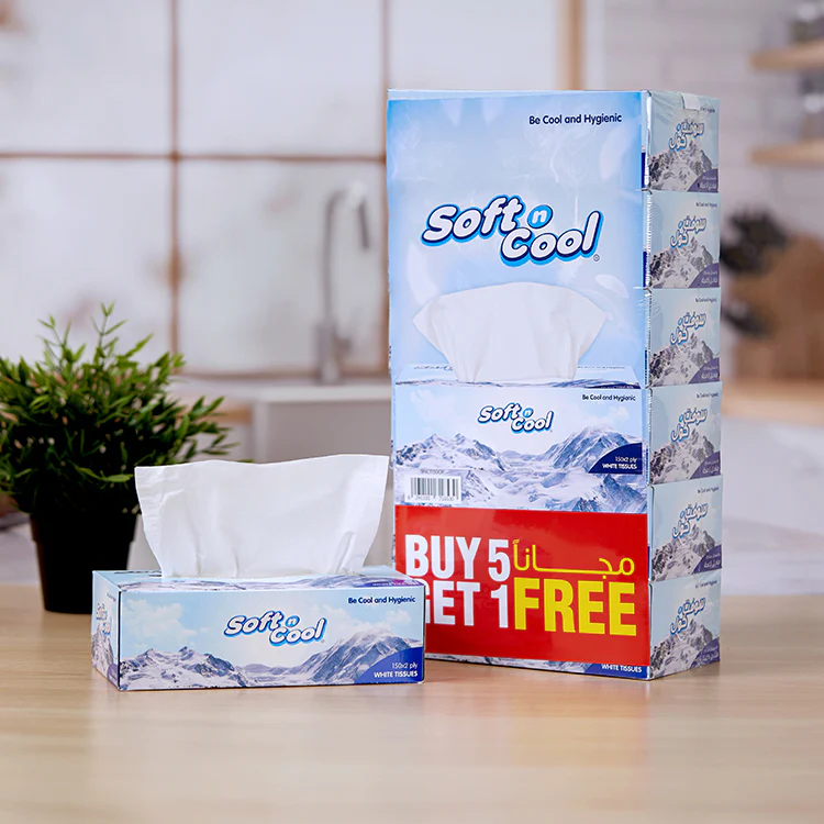 Soft n Cool Facial Tissue 5 + 1 Free 150 Sheets x 2 Ply - Image 2