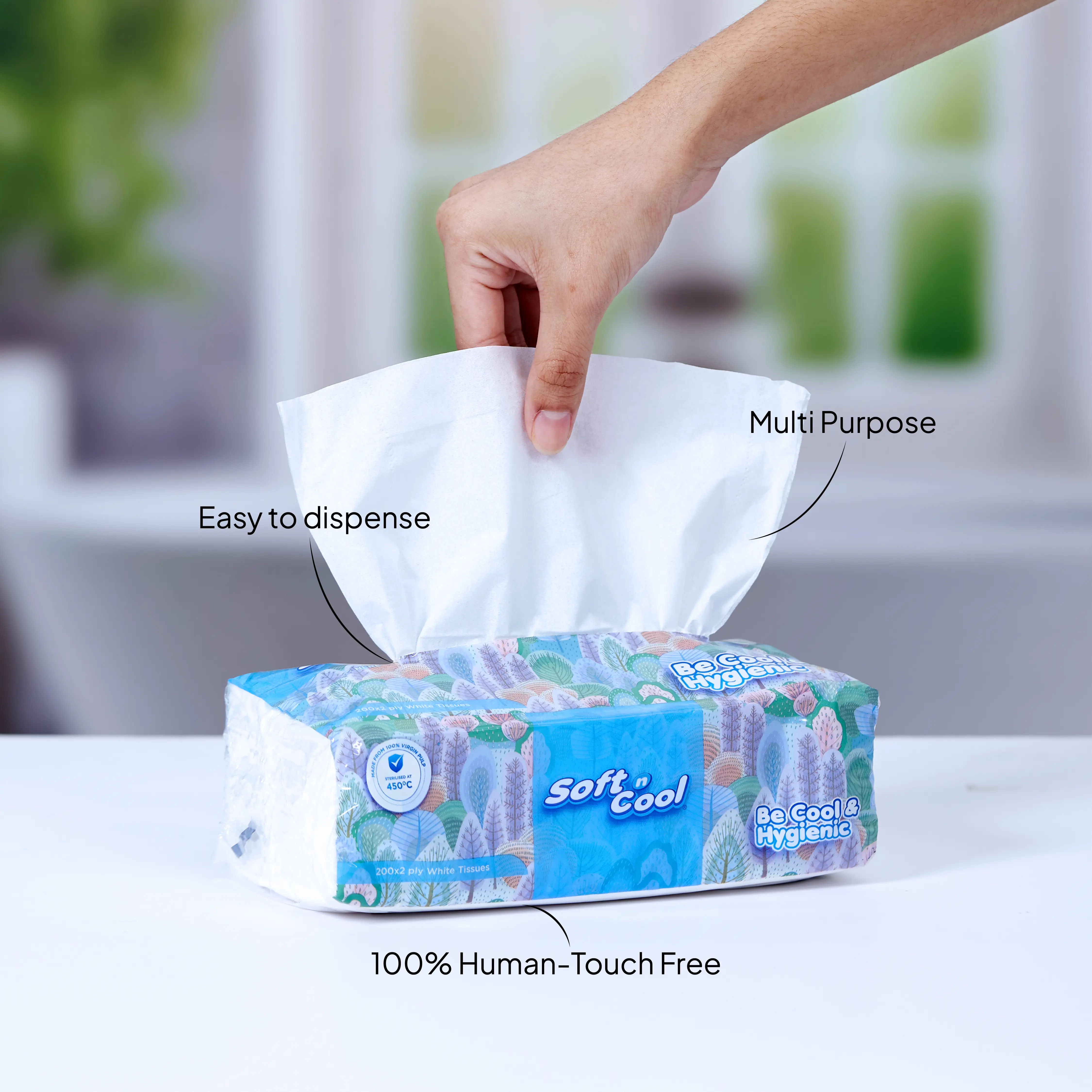 Soft n Cool Facial Tissue Nylon Pack 200 Sheets x 2 ply - Image 2