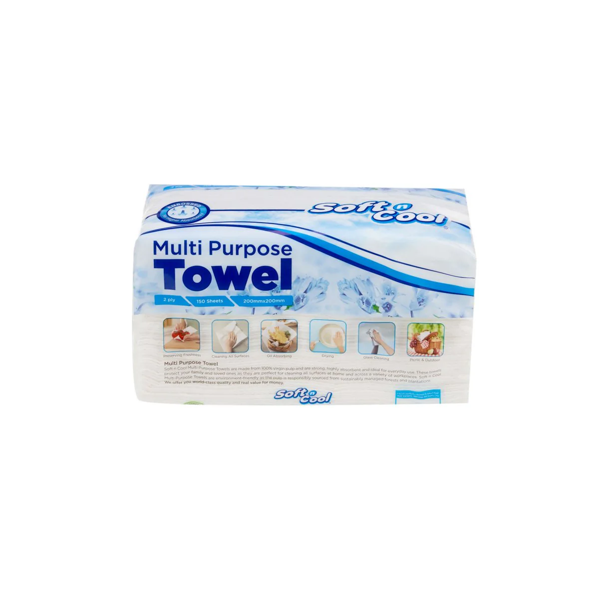 Soft n Cool Multi Purpose Paper Towel 150 Sheets x 2 ply - Image 4