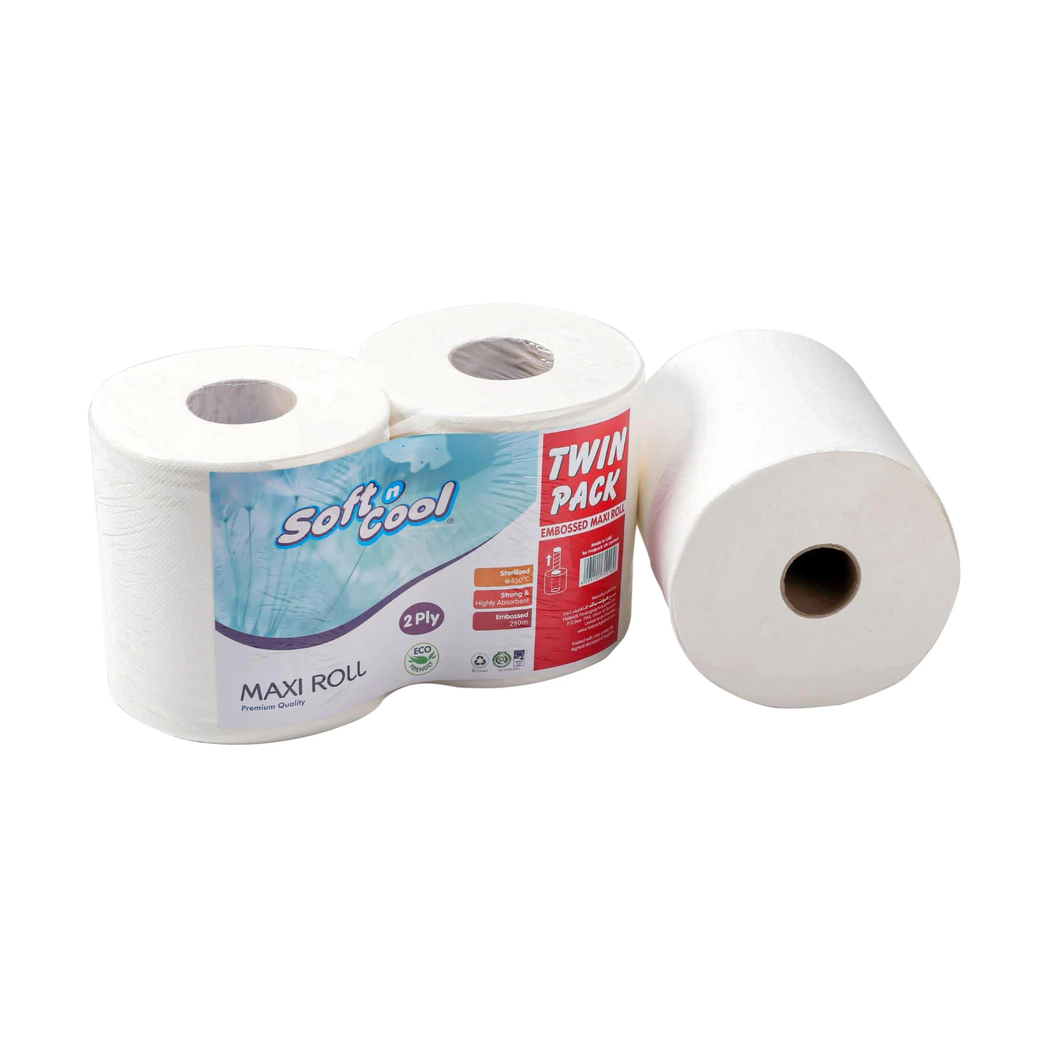 Soft n Cool Twin Pack Embossed Maxi Roll + Paper Kitchen Roll - Combo Pack - Image 3