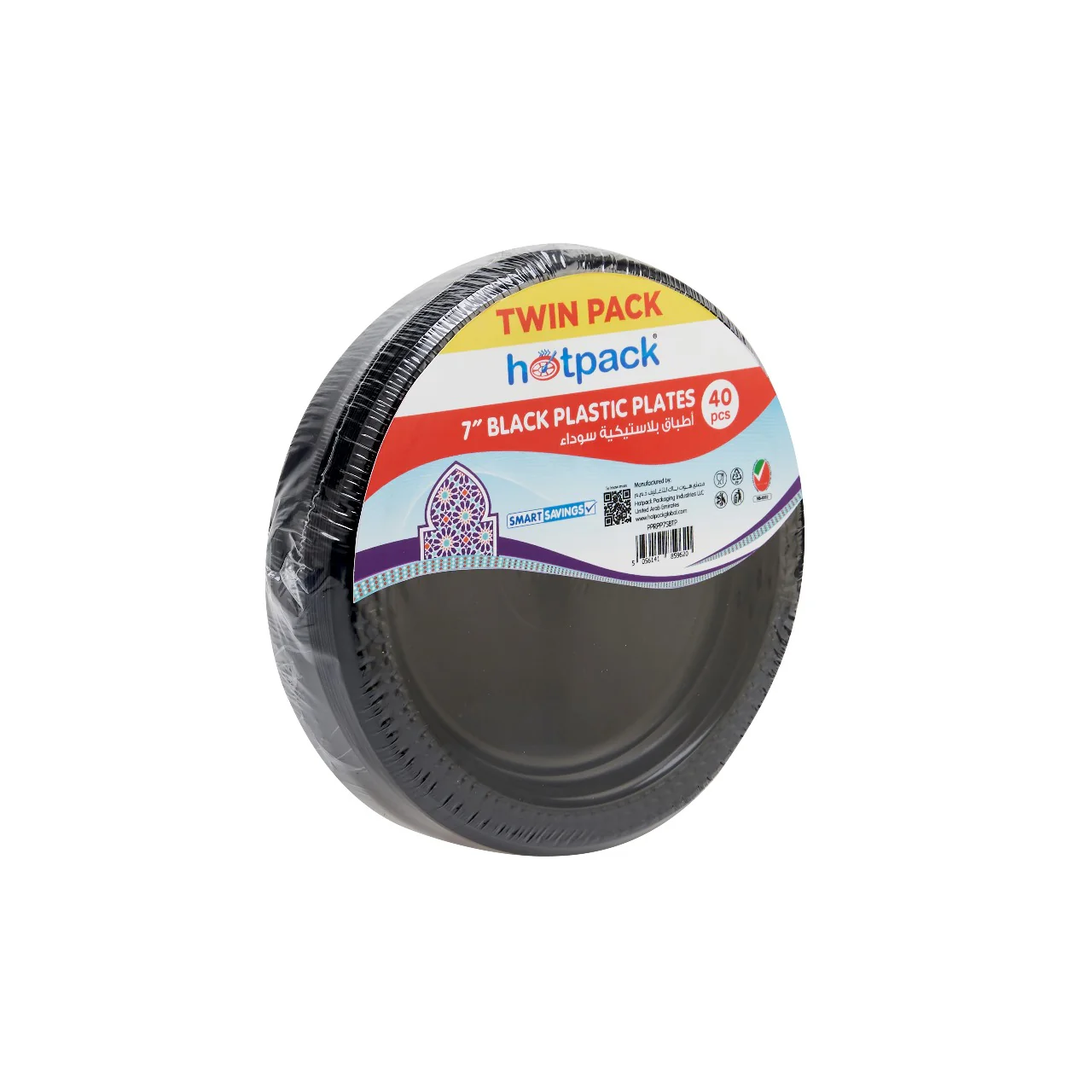 Twin Pack Black Round Plastic Plate - Image 3
