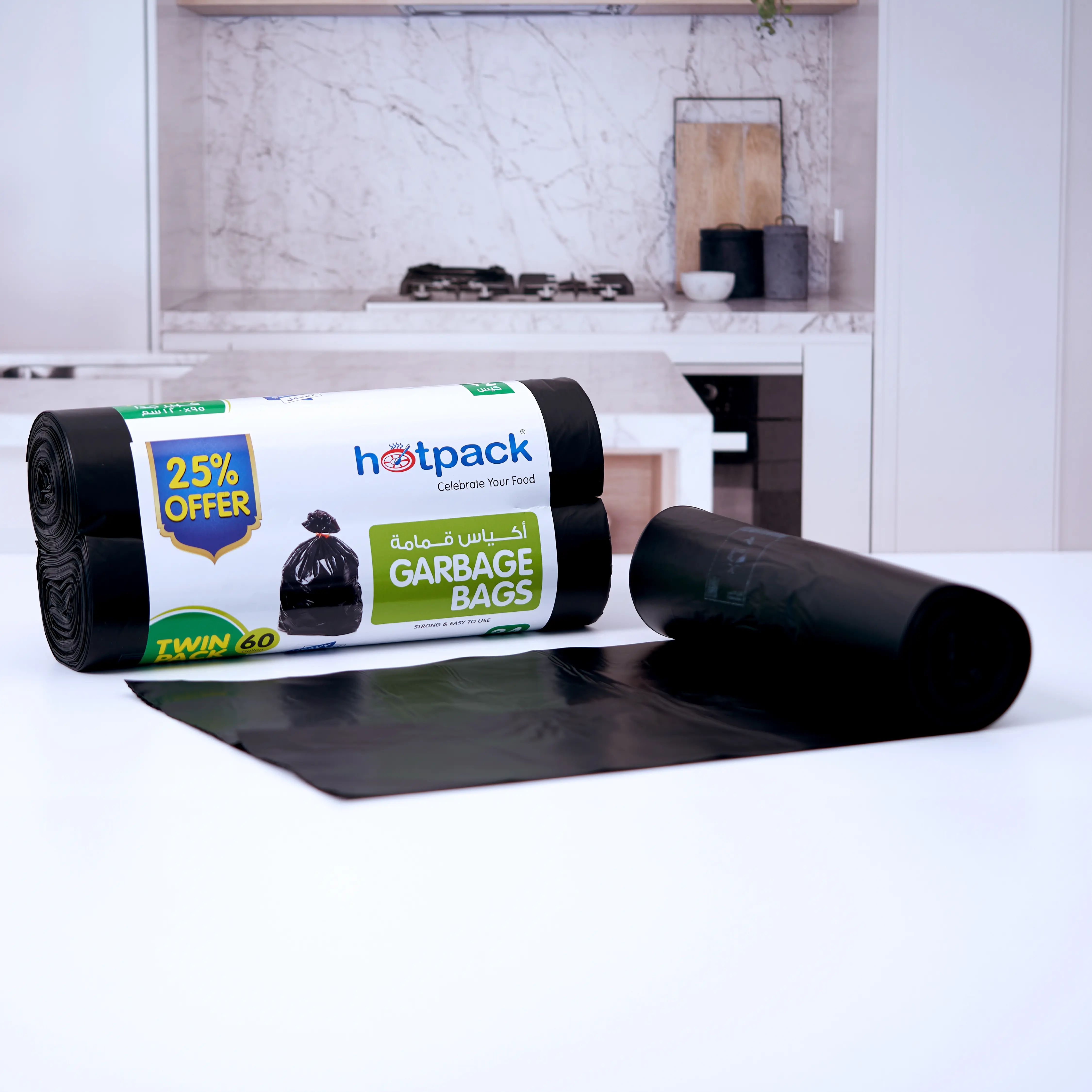 Twin Pack Heavy Duty Garbage Roll Black - 60 Gallons - Image 2