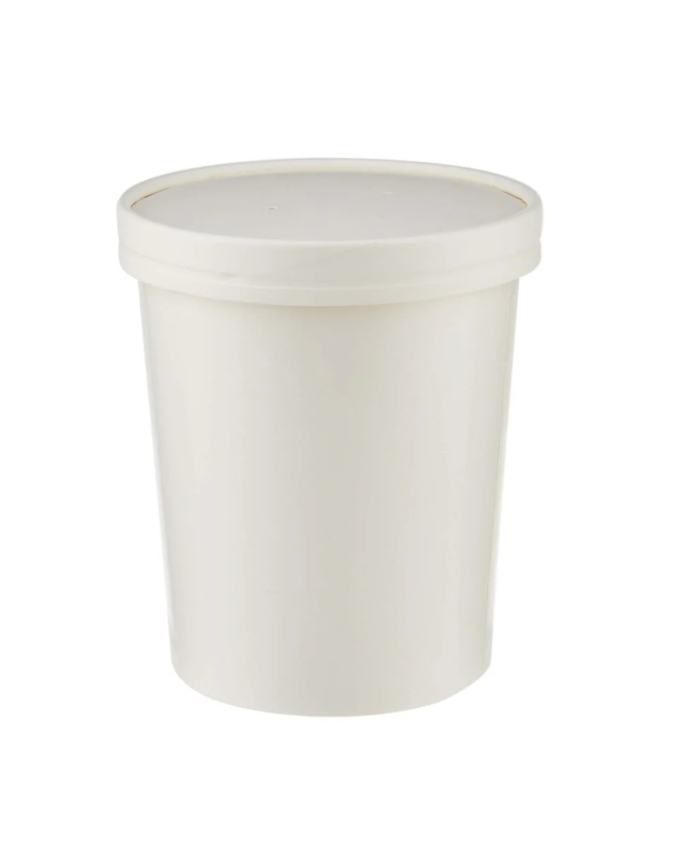 White Paper Noodle Bowl with Paper Lid - Image 22