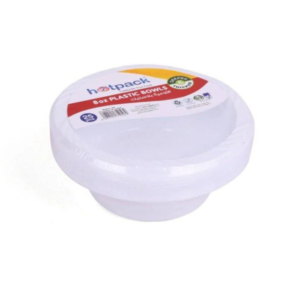 White Plastic Bowls 8 Oz 25 Pieces