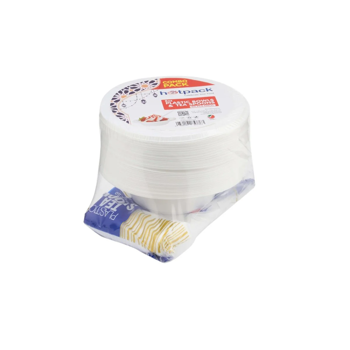 White Plastic Bowls 8 Oz + Disposable Plastic Tea Spoons White Combo Pack - Image 3