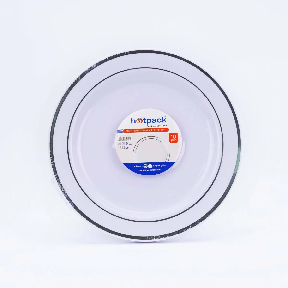 White Round Plate With Silver Rim Design 10 Pieces - Image 3