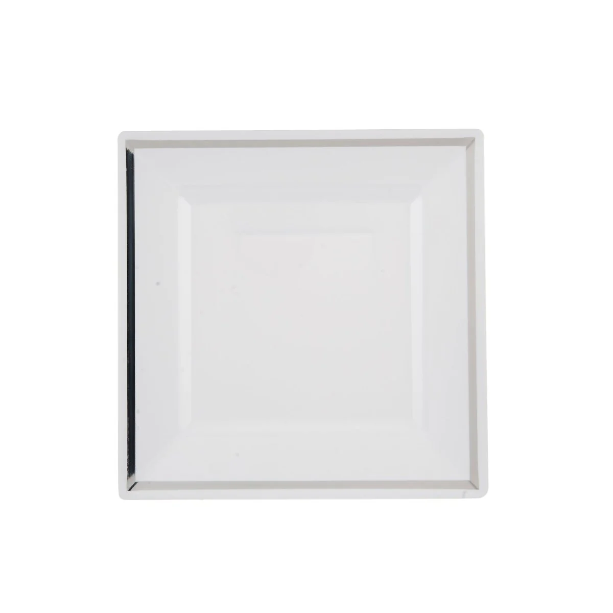 White Square Plate With Silver Rim Design 10 Pieces
