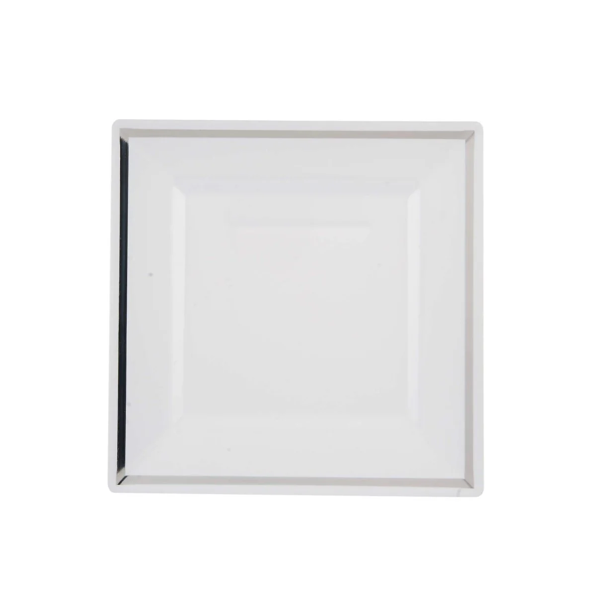 White Square Plate With Silver Rim Design 10 Pieces - Image 2
