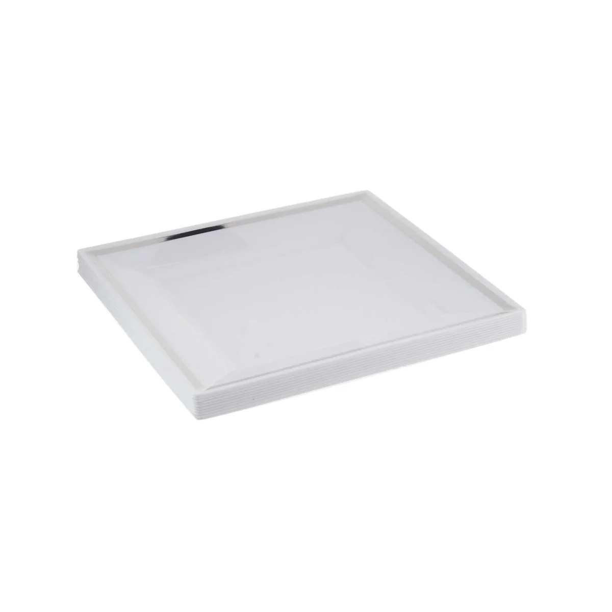 White Square Plate With Silver Rim Design 10 Pieces - Image 6